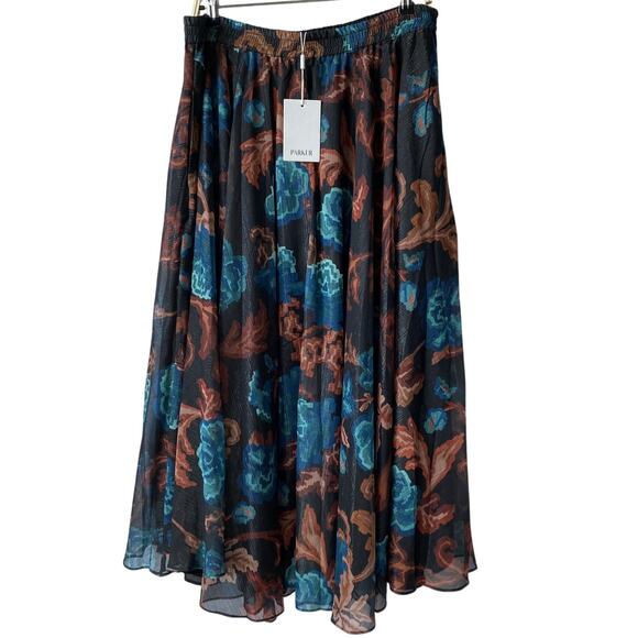Parker Emily Dark Floral Maxi Skirt‎ Women XL Teal Cottagecore Whimsigoth NWT - Picture 2 of 11